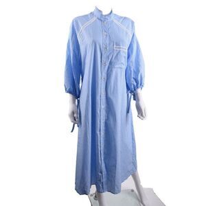 Piazza Sempione Womens Striped Cotton Midi Dress Sz 42 US 6 Blue White NO BELT